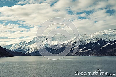 View over Sorfjorden in Norway Stock Photo