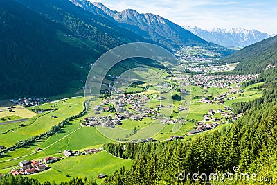 View over Stubaital valley in Tirol, Austria Stock Photo