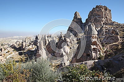 View over valley with cave houses, in Cappadocia, Turkey Editorial Stock Photo