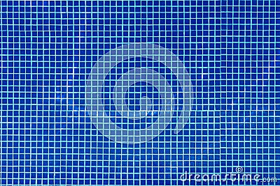 View over water surface of swimming pool with blue mosaic tiles design on floor, water in motion Stock Photo