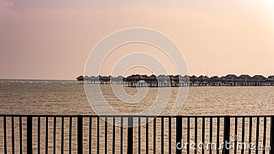 The view of the over-the water villas with private balconies, AVANI Sepang Goldcoast Resort Stock Photo