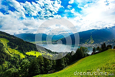 View over Zeller See lake. Zell Am See, Austria, Europe. Stock Photo