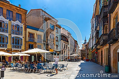 View of Oviedo streets in historical center, Spain Editorial Stock Photo