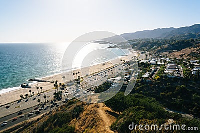 View of the Pacific Ocean in Pacific Palisades, California. Stock Photo