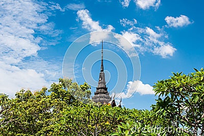 View pagoda with blue sky background Stock Photo