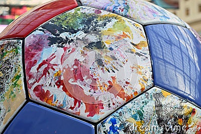 View of painted ball detail. Mexico fan zone during to FIFA world cup Russia 2018. Color photo. Editorial Stock Photo