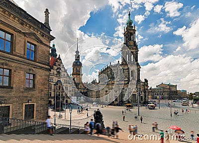 Palace square and Hofkirche - Dresden, Germany Stock Photo