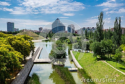 View of the palaces of Valencia from one of the many gardens scattered around the city Stock Photo