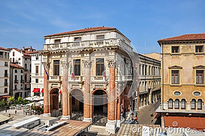 A view of the Palazzo del Capitaniato or loggia del Capitaniato in Piazza dei Signori, Vicenza Editorial Stock Photo