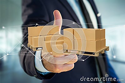 Pallet of carboxes with network connection system - 3d render Stock Photo