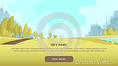 View Panorama City Park Center Big Metropolis Vector Illustration