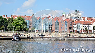View of the panoramic architecture of the city. View from the right bank of Szczecin. Editorial Stock Photo