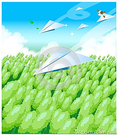 The view of Paper airplanes Stock Photo