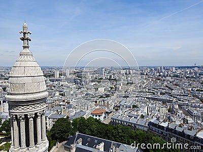 View of Paris France from Montmartre Basilica of Sacre Coeur Stock Photo