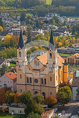 View of parish church in Bruneck Stock Photo