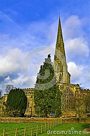 View from the Parish Offices, of St Oswald`s Church, Ashbourne, in Derbyshire. Editorial Stock Photo