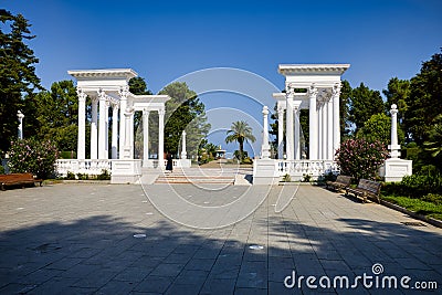 View of park with Collonades in Batumi city Stock Photo