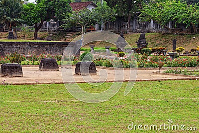 view of the park in the Penataran temple complex area. Editorial Stock Photo