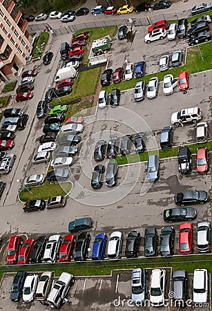 View of the parking lot with 16 floors. Stock Photo
