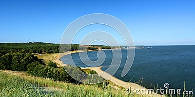 View from the Parnidis dune over Nida and the Curonian Lagoon. Nida. Lithuania Stock Photo