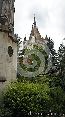 View of part of Vajdahunyad Castle, beautiful architecture, Budapest, Hungary Stock Photo