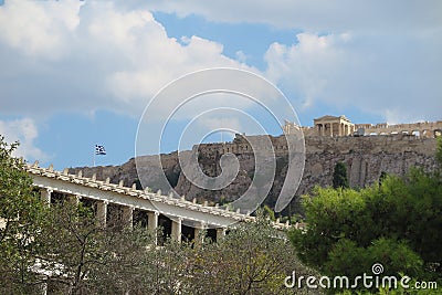 View of Parthenon/Acropolis Stock Photo