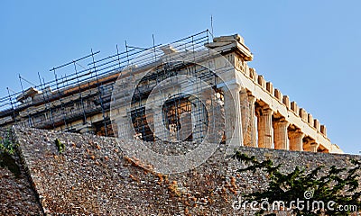 View of the Parthenon From Dionysiou Areopagitou Street, Athens, Greece Stock Photo