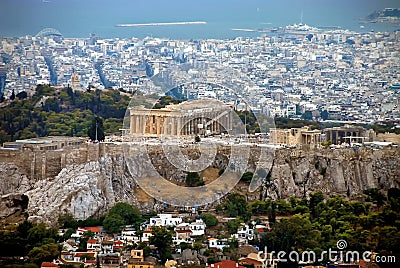 view of Parthenon and Athens , Greece Stock Photo