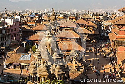 View of the Patan Durbar Square, in Kathmandu, Nepal. Editorial Stock Photo