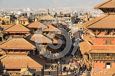 View of the Patan Durbar Square, in Kathmandu, Nepal. Editorial Stock Photo