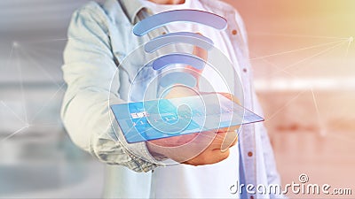 Paying with contactless credit card concept - 3d render Editorial Stock Photo