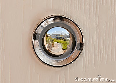 View through the peephole Stock Photo