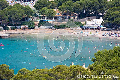 View of Peguera and Cala Fornells from the side of Santa Ponsa Editorial Stock Photo