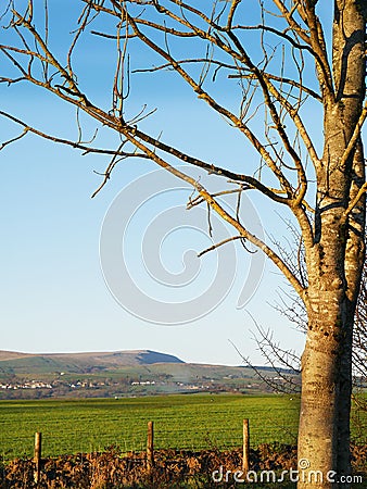 View of Pendle Hill in Burnley Lancashire in winter Stock Photo