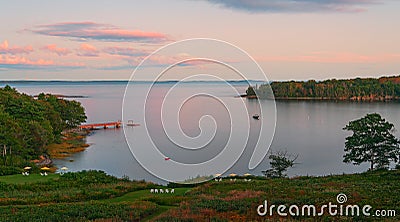 View of Penobscot Bay at sunset.Maine.USA Stock Photo