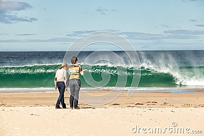 View of people on the beach Bruny Island Tasmania Editorial Stock Photo