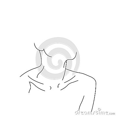 View of a person looking into the distance, ear, chin, neck, shoulders. Minimalism style Vector Illustration