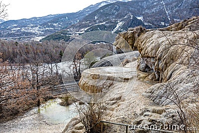 Petrifying fountain of Reotier - Hautes-Alpes Stock Photo