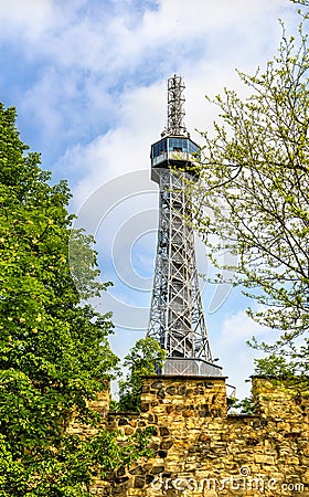 View of the Petrin Lookout Tower in Prague Stock Photo