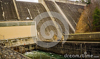 View of Philpott Lake Dam and Power House Stock Photo