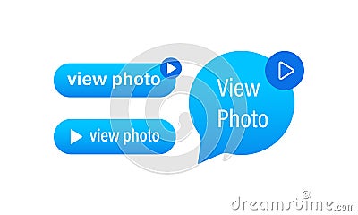 View Photo icon button. Direct Messaging. Sticker set. Vector on isolated white background. EPS 10 Vector Illustration