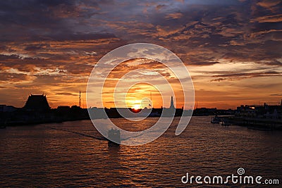 View from Phra Phuttha Yodfa Bridge Stock Photo