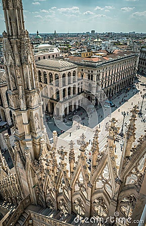 View of Piazza del Duomo from Milan Cathedral Stock Photo