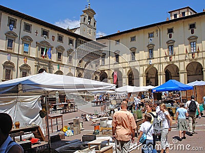 A view of the Piazza Grande in Arezzo in Italy. Editorial Stock Photo