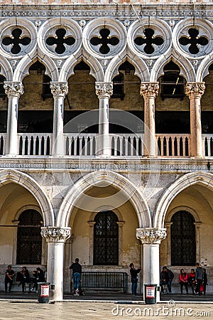 View of Piazza San Macro and St.mark basilica . The main sqaure and landmarks in Venice at noon before autumn season , Venice , Editorial Stock Photo