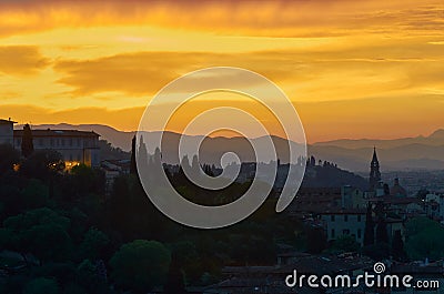 The view from Piazzale Michelangelo at sunset Stock Photo