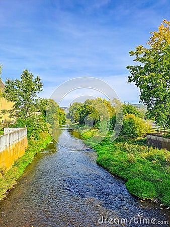 View of picturesque landscape of green hill, town Beroun, Czech Republic, Stock Photo