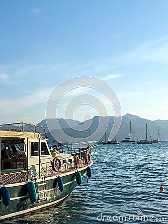 View on pier with boats and yachts, Marmaris pier, boats and yacht, Mediterranean sea Editorial Stock Photo