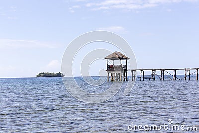 View of the pier of Kadidiri paradise resort Editorial Stock Photo