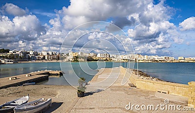 View of the pier from Lungomare degli Eroi promenade at Otranto Stock Photo